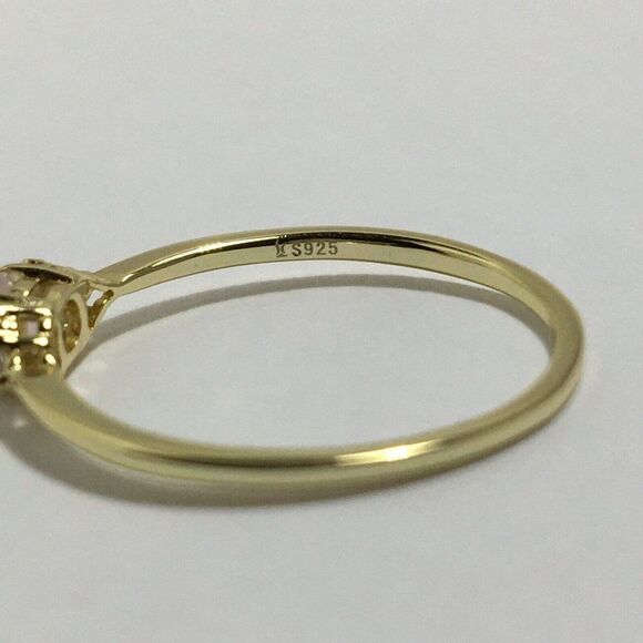 Yellow Gold Plated Sterling Silver Ring Size 7 Pink Lab Created Cubic Zirconia - Picture 2 of 16